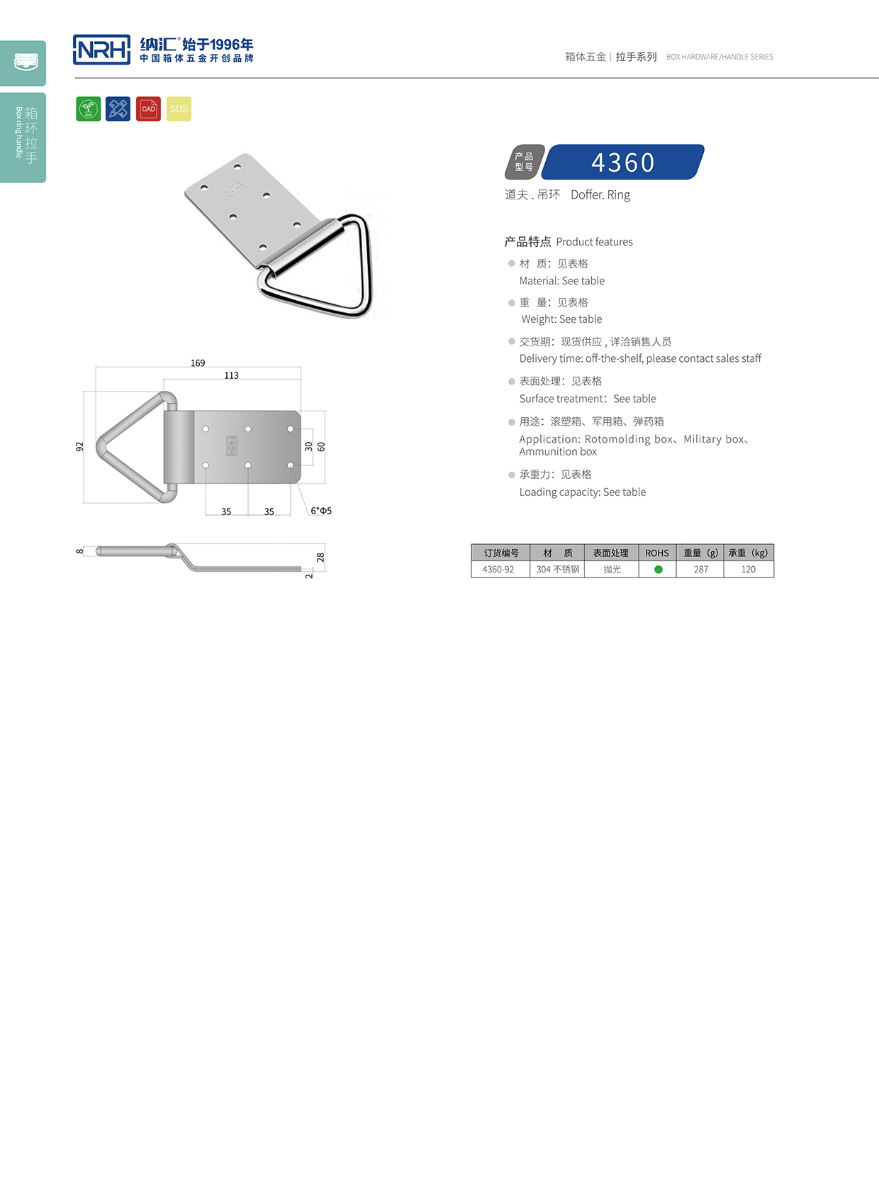 污视频在线看黄片APP/NRH 滚塑箱吊环 4360